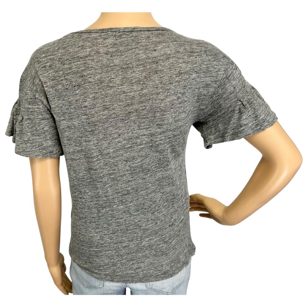 2/$30 J. Crew Pure Linen Flutter Sleeve T-Shirt Gray G6049 Size S - Picture 5 of 13